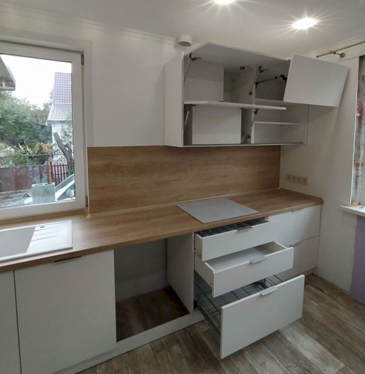 Белый кухонный гарнитур-Кухня МДФ в ПВХ «Модель 672»-фото6